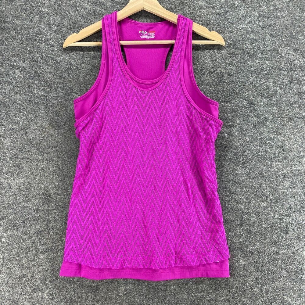 5/$45 Fila Activewear Tank Women M Medium Purple Striped Sleeveless Racerback